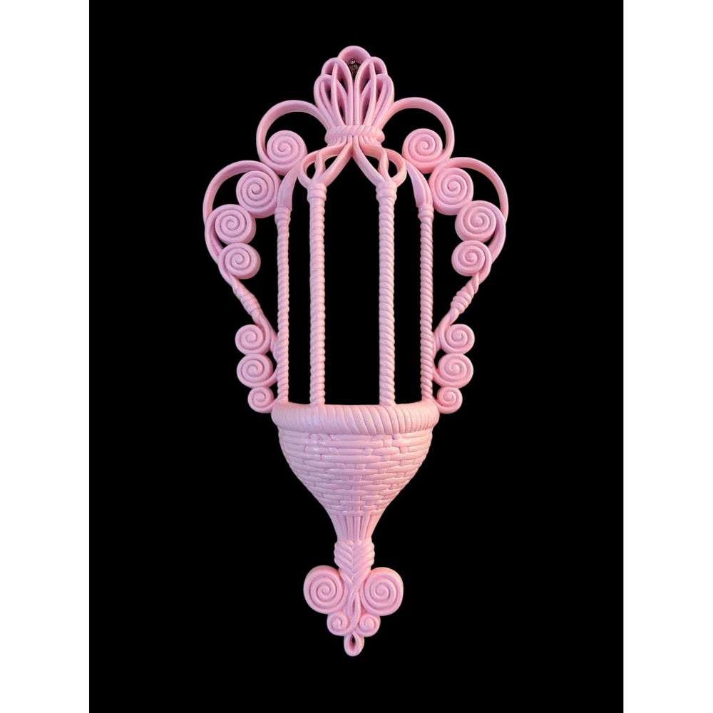 Vintage Pink Wall Hanging Home Decor Decorative Holder Cottage Core Romantic